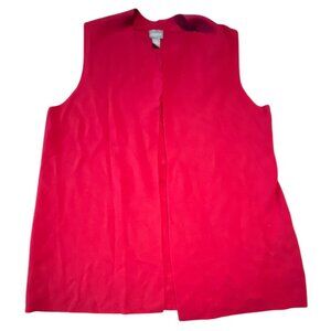 Chicos Red Sleeveless Open-Front Vest Size‎ L Cotton Rayon Blend